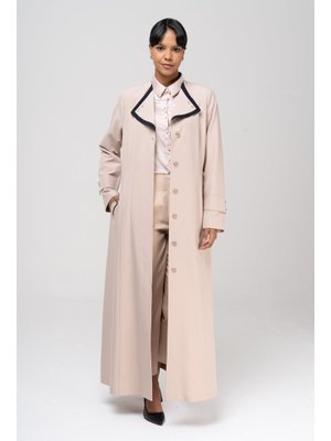 Bej Mendil Yaka Garni Ve Kemer Detaylı Astarlı Pardesü Bej Mendil Yaka Garni Ve Kemer Detaylı Astarlı Pardesü