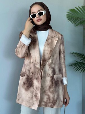 Desenli Blazer Ceket Kahve