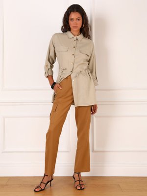 Camel Kargo Cepli Keten Kumaş Pantolon Camel Kargo Cepli Keten Kumaş Pantolon