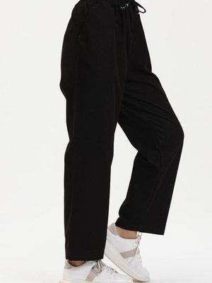 Siyah Beli Lastikli Kot Pantolon