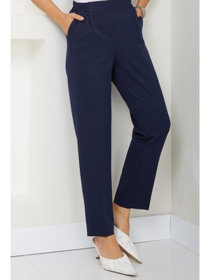 Lacivert Beli Lastikli Kumaş Pantolon Lacivert Beli Lastikli Kumaş Pantolon