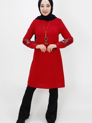 Bordo Kolu Saçaklı Battal Aerobin Tunik Bordo Kolu Saçaklı Battal Aerobin Tunik