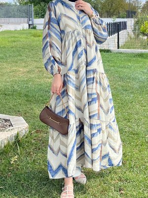 Desenli Viskon Elbise