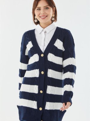 Çizgili Lacivert Hırka Çizgili Lacivert Hırka