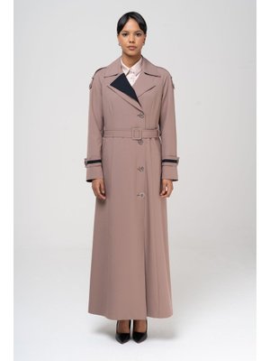 Vizon Garnili Apolet Ve Çift Yaka Detaylı Astarlı Pardesü