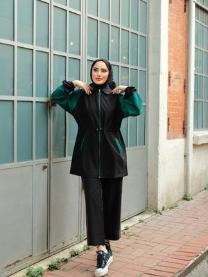 Eşofman Takımı Fermuarlı Tunik Pantolon Siyah