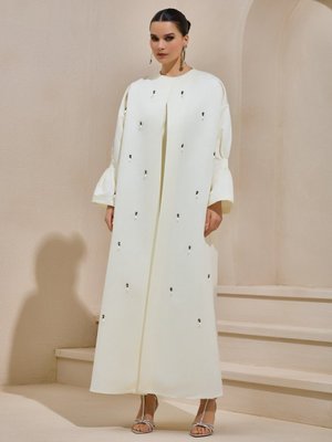 Krem Bella Saten Abaya