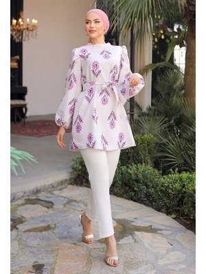 Lila Çiçek Desenli Tunik Lila Çiçek Desenli Tunik