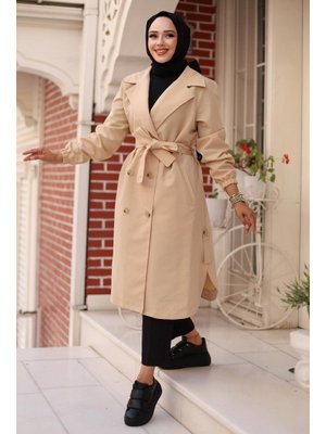 Bej Apolet Detaylı Trençkot Bej Apolet Detaylı Trençkot