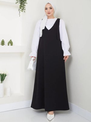 Siyah İp Askı Detaylı Jile