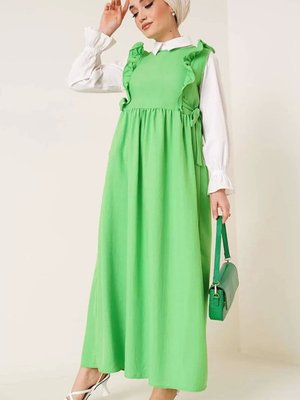 Yeşil Fırfır Detaylı Jile