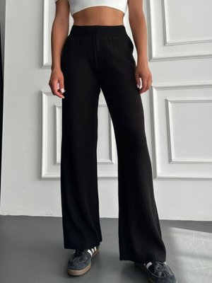 Siyah Triko Beli Lastikli Fitilli Pantolon