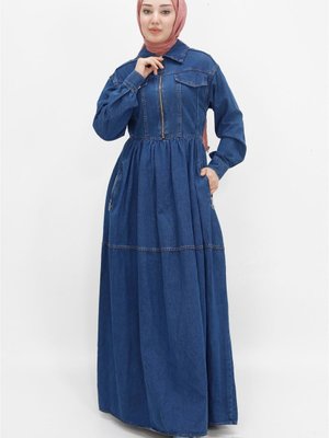 Jeans Yaka Cep Fermuar Deatylı Kot Spor Gömlek Elbise Jeans Yaka Cep Fermuar Deatylı Kot Spor Gömlek Elbise