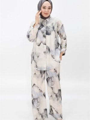 Siyah Jessıca Kumaş Desenli İkili Takım Siyah Jessıca Kumaş Desenli İkili Takım