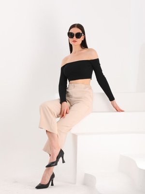 Taş Reems Mevsimlik Ön Düğmeli Ve Beli Esnek Lastikli Dubble Kumaş Cepli Pantolon Taş Reems Mevsimlik Ön Düğmeli Ve Beli Esnek Lastikli Dubble Kumaş Cepli Pantolon