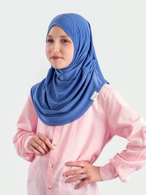 Mavi Pratik Pileli Çocuk Hazır Türban Mavi Pratik Pileli Çocuk Hazır Türban