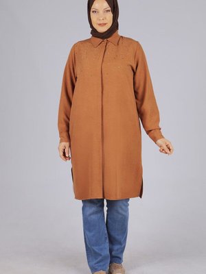 Soğan Kabuğu Büyük Beden Taşlı Tunik Soğan Kabuğu Büyük Beden Taşlı Tunik