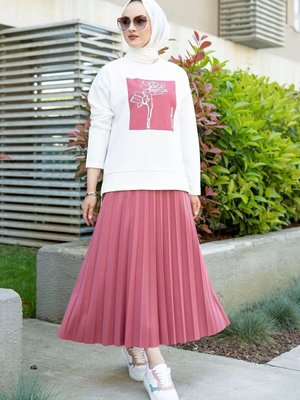 Pudra Baskılı Piliseli Etekli Takım Pudra Baskılı Piliseli Etekli Takım