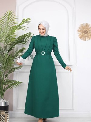 Yeşil Kelebek Krep Elbise