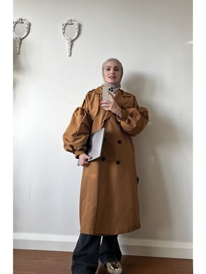 Balon Kol Trençkot Taba