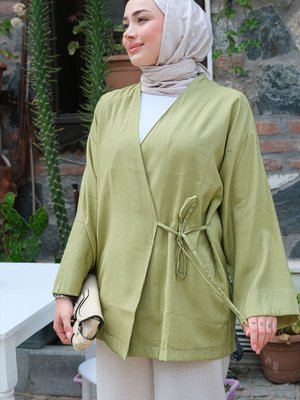 Yandan Bağlamalı Ceket Yağ Yeşil Yandan Bağlamalı Ceket Yağ Yeşil