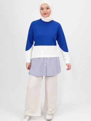 Saks Gömlek Garnili İplik Kumaş Sweatshirt