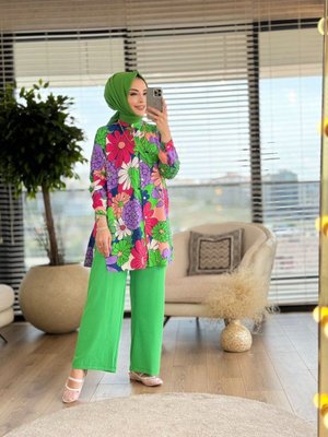 Renkli Çiçekli Tunik