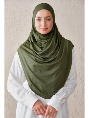 Haki Uzun Pileli Viskon Pratik Eşarp Hazır Türban Haki Uzun Pileli Viskon Pratik Eşarp Hazır Türban