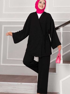 Yandan Bağlamalı Bağçıklı Kimono Takım Yandan Bağlamalı Bağçıklı Kimono Takım