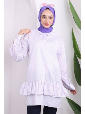 Lila Çizgili Etek Ucu İncili Tunik Lila Çizgili Etek Ucu İncili Tunik
