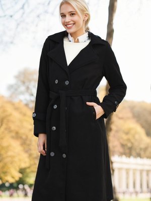 Lacivert Hermes Kaşe Kapüşonlu Kaban Lacivert Hermes Kaşe Kapüşonlu Kaban