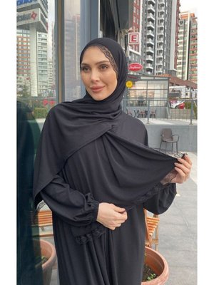 Fabka Şallı Fermuarlı Elbise