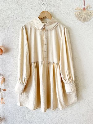 Bebe Yaka Dantelli Tunik Bej