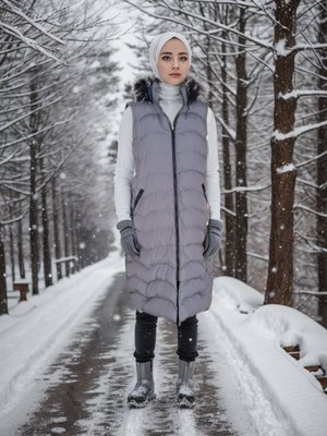 Gri Kürk Kapüşonlu Şişme Yelek Gri Kürk Kapüşonlu Şişme Yelek