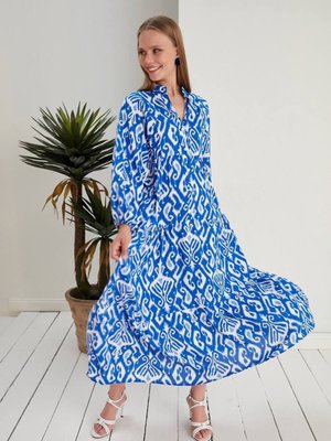 Desenli Uzun Gömlek Elbise Desenli Uzun Gömlek Elbise