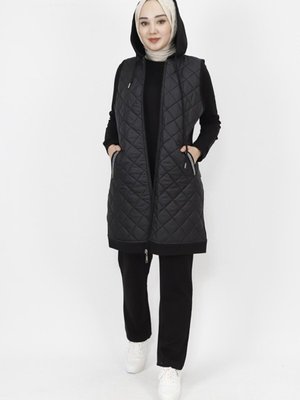 Siyah İp Kumaş Yelekli 3lü Takım Siyah İp Kumaş Yelekli 3lü Takım