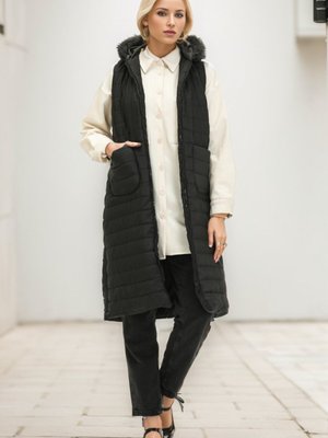 Siyah Fermuarlı Kapitone Yelek Siyah Fermuarlı Kapitone Yelek