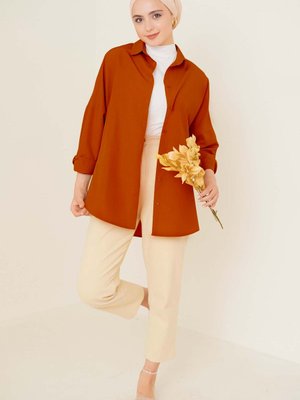 Oversize Basic Gömlek Kiremit Oversize Basic Gömlek Kiremit