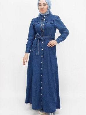 Jeans Cep Detaylı Düğmeli Kot Spor Elbise Jeans Cep Detaylı Düğmeli Kot Spor Elbise