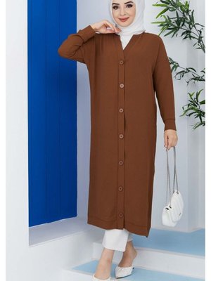 Puane Boydan Düğmeli Ayrobin Hırka (koyu Kahve) Puane Boydan Düğmeli Ayrobin Hırka (koyu Kahve)