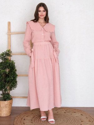 Somon Bürümcük Pötikare Gömlek & Etek Takım Somon Bürümcük Pötikare Gömlek & Etek Takım