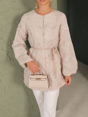 Keten Kabartmalı Ceket