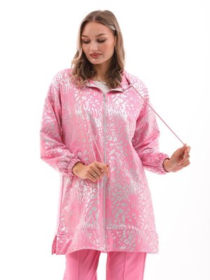 Trençkot Takım Dijital Sedef Baskı Motifli Pembe