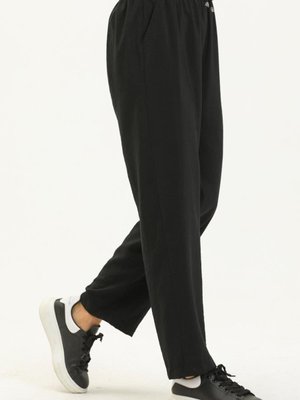 Siyah Cepli Bol Paça Pantolon