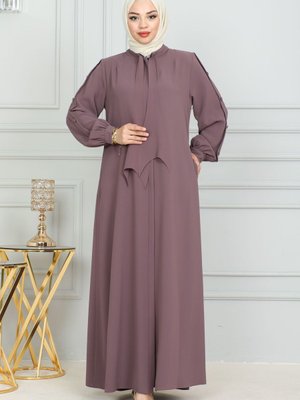 Kolu Düğmeli Kravat Yaka Ferace Petek Kumaş Kolu Düğmeli Kravat Yaka Ferace Petek Kumaş