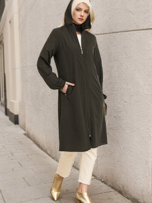 Siyah Kapüşonlu Cepli Kap Siyah Kapüşonlu Cepli Kap