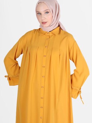 Pile Detaylı İnci Düğmeli Tunik