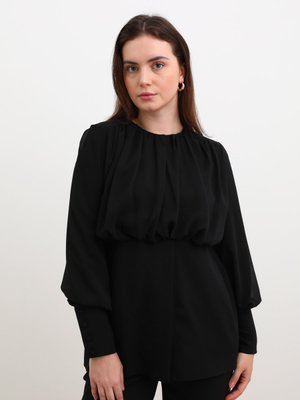 Siyah Büyük Beden Şifon Detaylı Abiye Takım