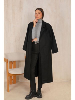 Siyah Kuşaklı Kaşe Kaban