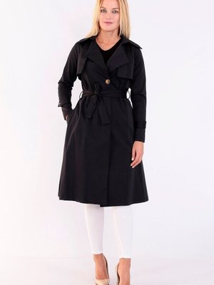 Kemer Detaylı Trençkot Siyah